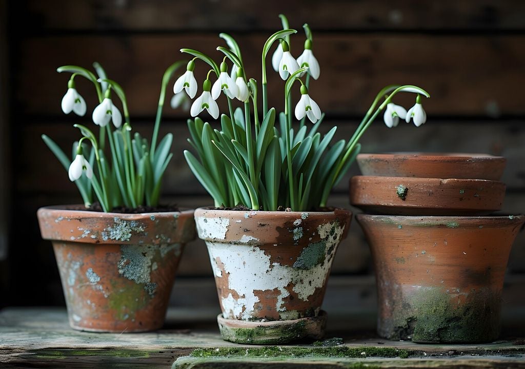 Bulbi di bucaneve in vaso