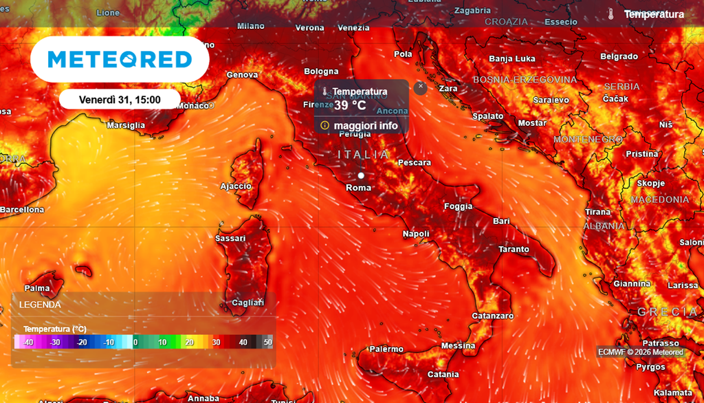 Le temperature saranno molto elevate in Italia venerdì 31 luglio.