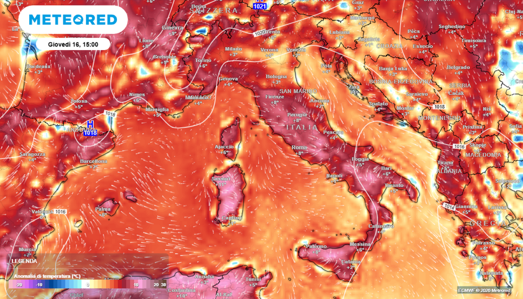 L'intensa ondata di calore ci terrà compagnia per tutta la settimana, con temperature molto elevate, da Nord a Sud.