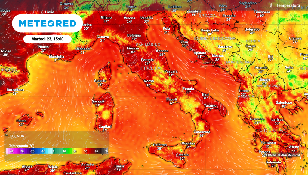 Sarà di nuovo una giornata di forte caldo in Italia, anche se nel pomeriggio i temporali abbasseranno un po' le temperature nelle aree colpite.