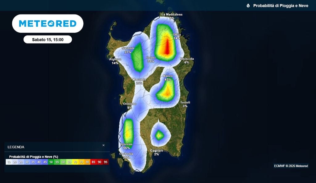 Rischio temporali in Sardegna nel pomeriggio di Ferragosto.