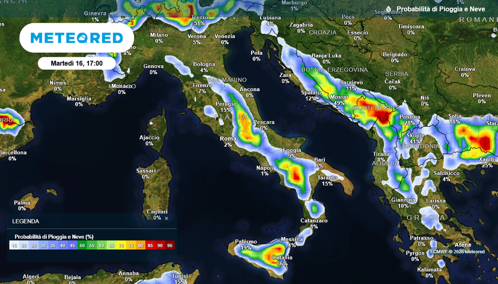Forti temporali scoppieranno nel pomeriggio in molte aree d'Italia, specie sui rilievi e aree interne, ma con possibile sconfinamento in pianura.