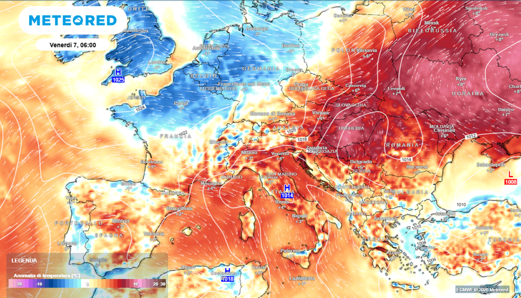Sulle regioni del Nord ci sarà una temporanea infiltrazione di aria fresca in quota venerdì.