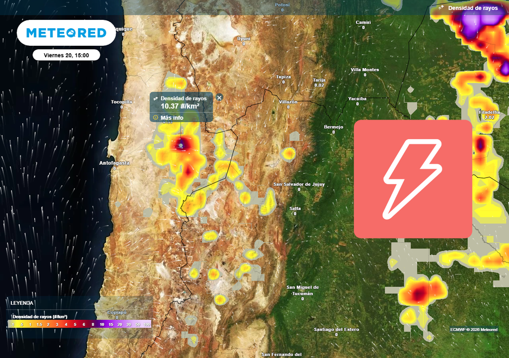Hasta el fin de semana se prolongarían las tormentas eléctricas en el norte de Chile.
