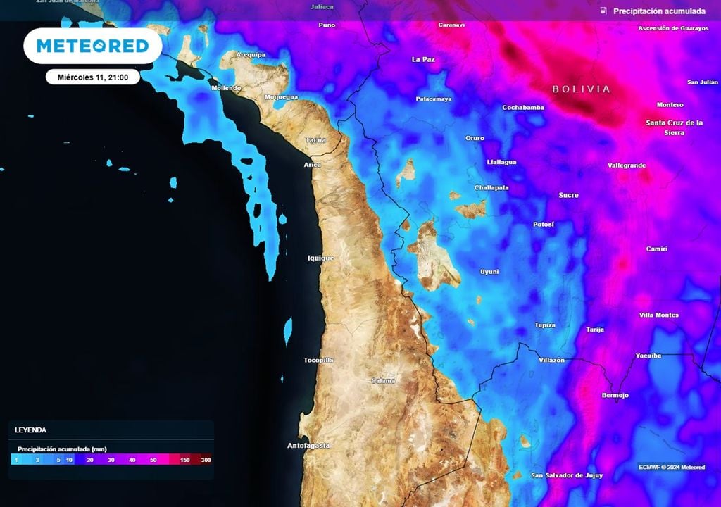 precipitación acumulada según modelo del ECMWF precipitación acumulada según modelo del ECMWF