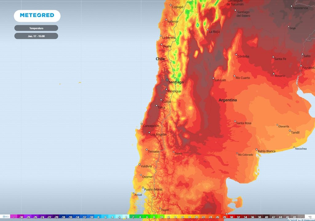 Temperaturas previstas; modelo ECMWF Temperaturas previstas; modelo ECMWF
