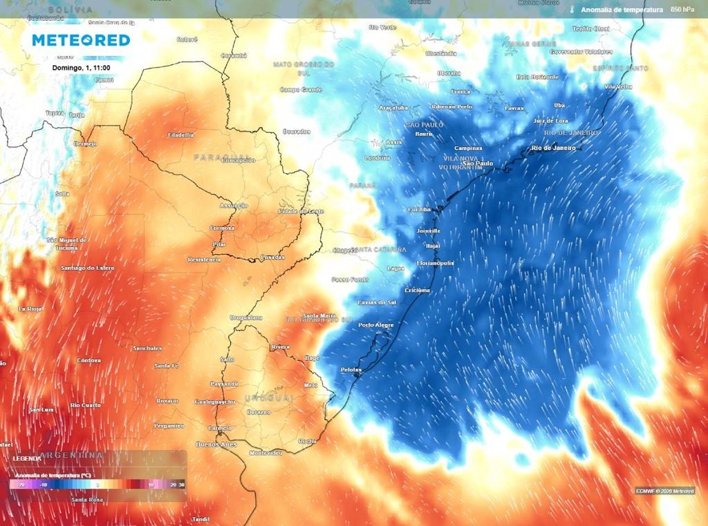 Uma massa de ar frio no Sul do Brasil vai deixar as noites e madrugadas mais frias no leste da região e, por outro lado, temperaturas mais elevadas no oeste e no interior.