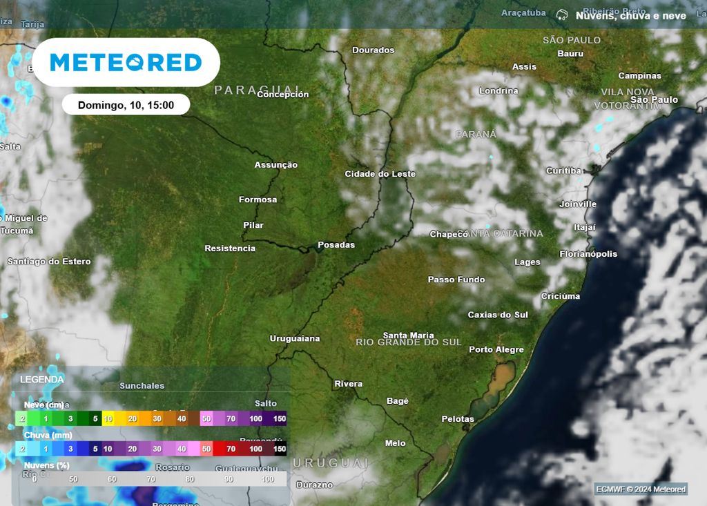 Previsão de nuvens e precipitação