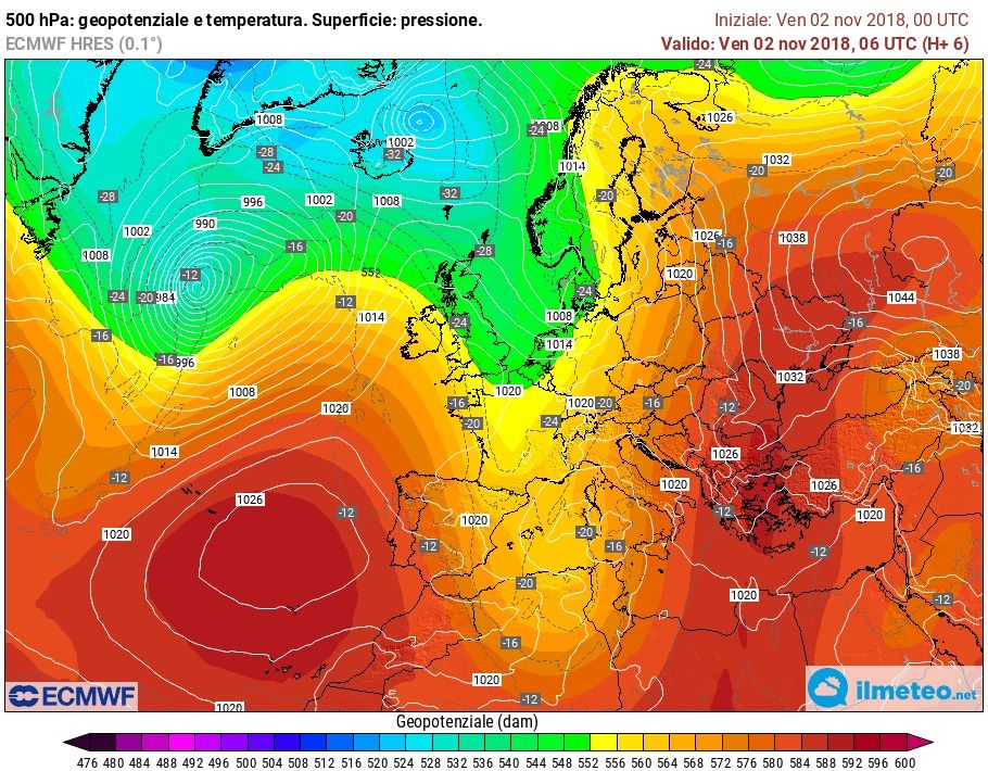 Situazione attuale mostrata dal prestigioso modello inglese ECMWF
