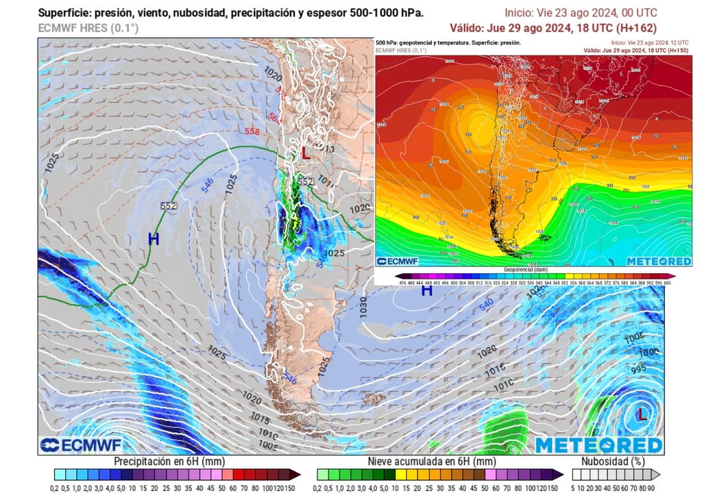 baja segregada prevista y precipitaciones