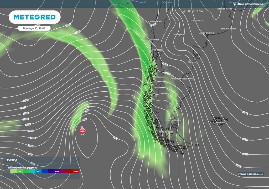 río atmosférico previsto por el modelo del ECMWF