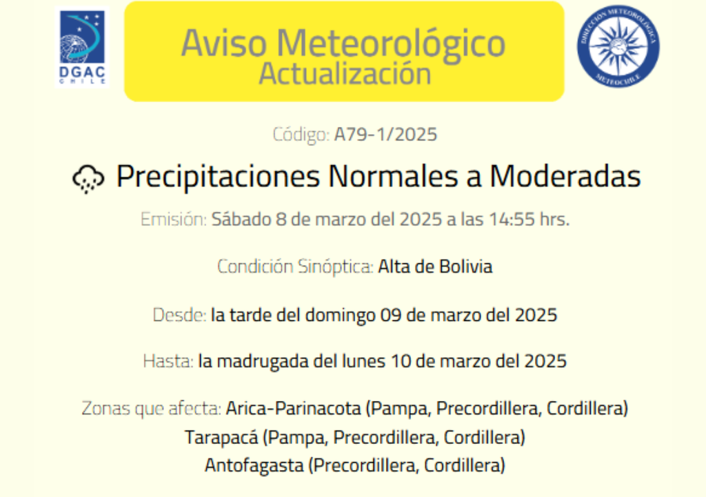 aviso meteorológico de DMC.