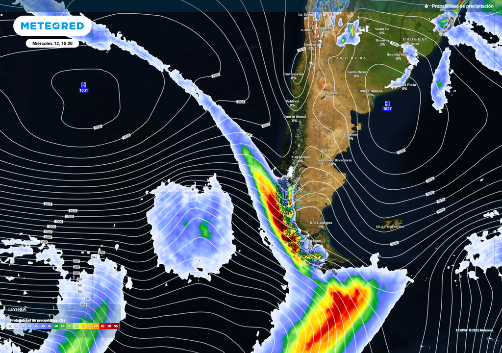 mapa de probabilidad de precipitación.