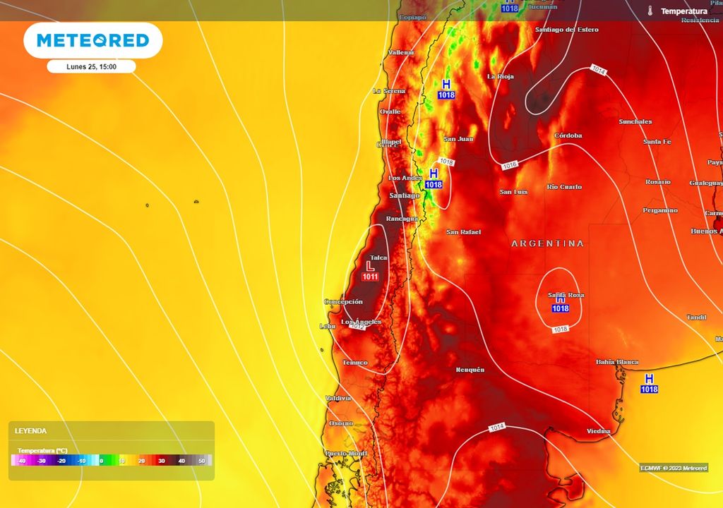 temperatura prevista por el modelo del ECMWF temperatura prevista por el modelo del ECMWF