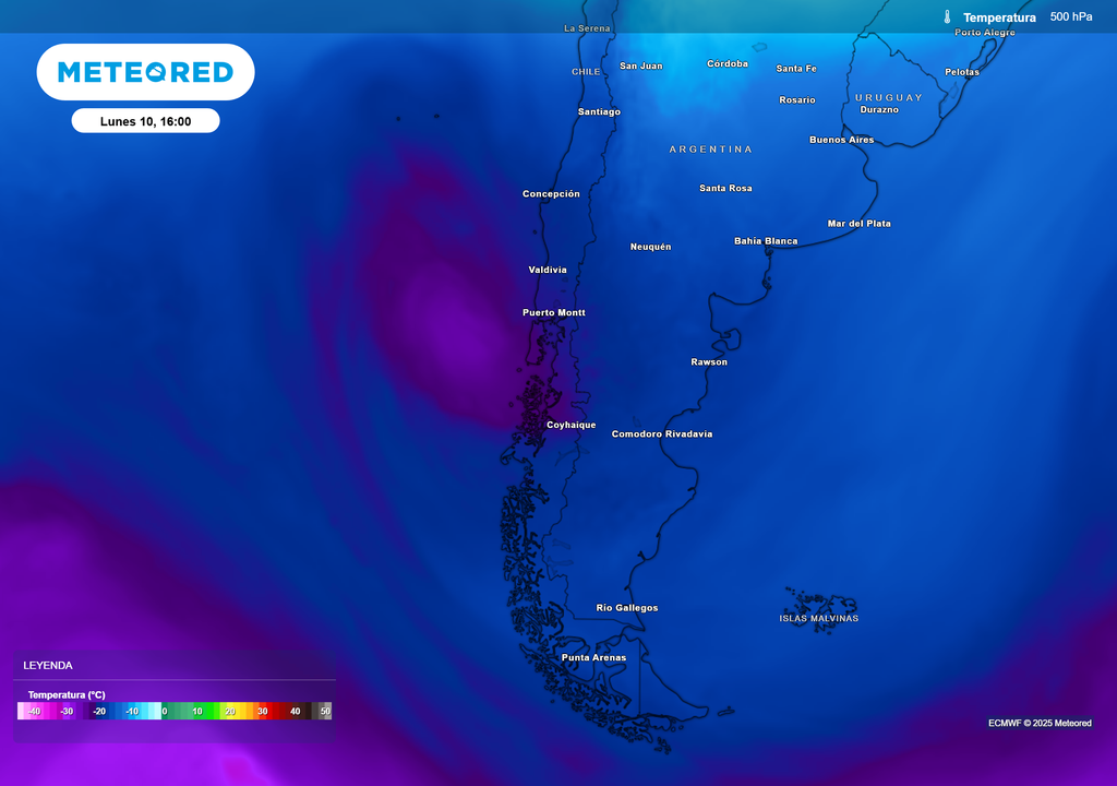 mapa de temperaturas en altura.