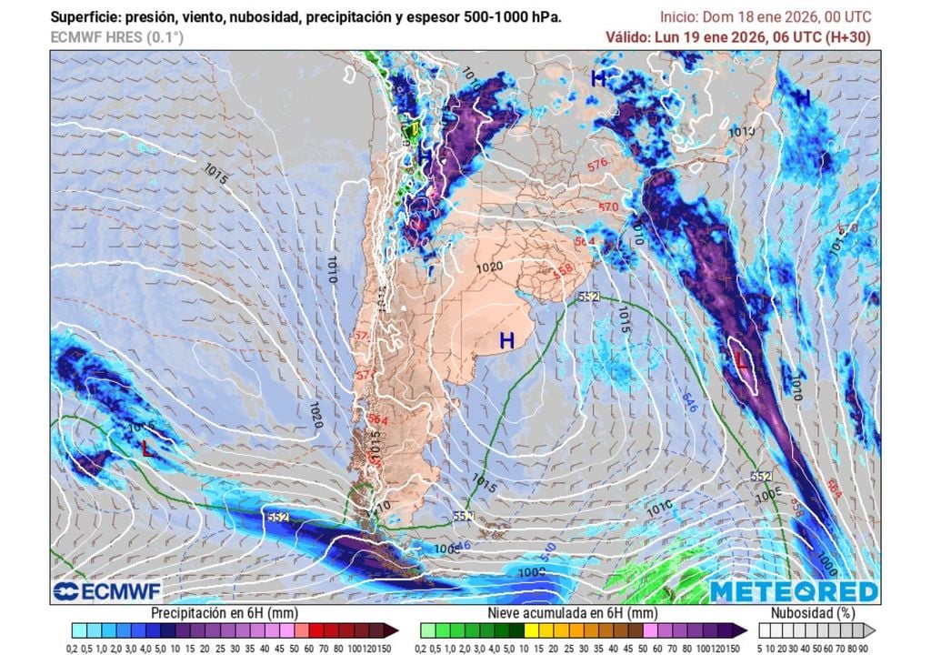 La combinación de altas presiones en el Pacífico y el sector argentino intensifica una vaguada costera durante el lunes, favoreciendo condiciones propicias para temperaturas extremas en el centro y centro-sur del país.