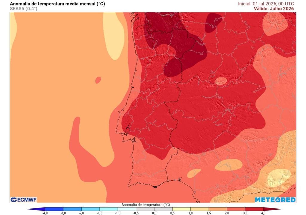 No sétimo mês do ano prevê-se que as temperaturas continuem bastante acima da média em todo o território português.
