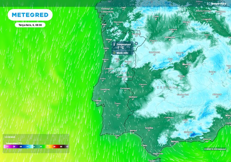 Amanhecer do Dia de Reis ser&aacute; g&eacute;lido: nestas 6 cidades preveem-se temperaturas abaixo de 0 &ordm;C. Eis o que chegar&aacute; depois