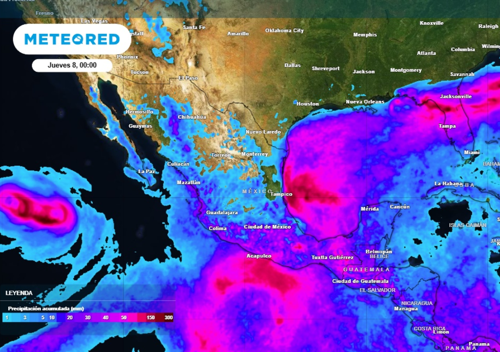 Pronóstico de lluvias para este miércoles en México.