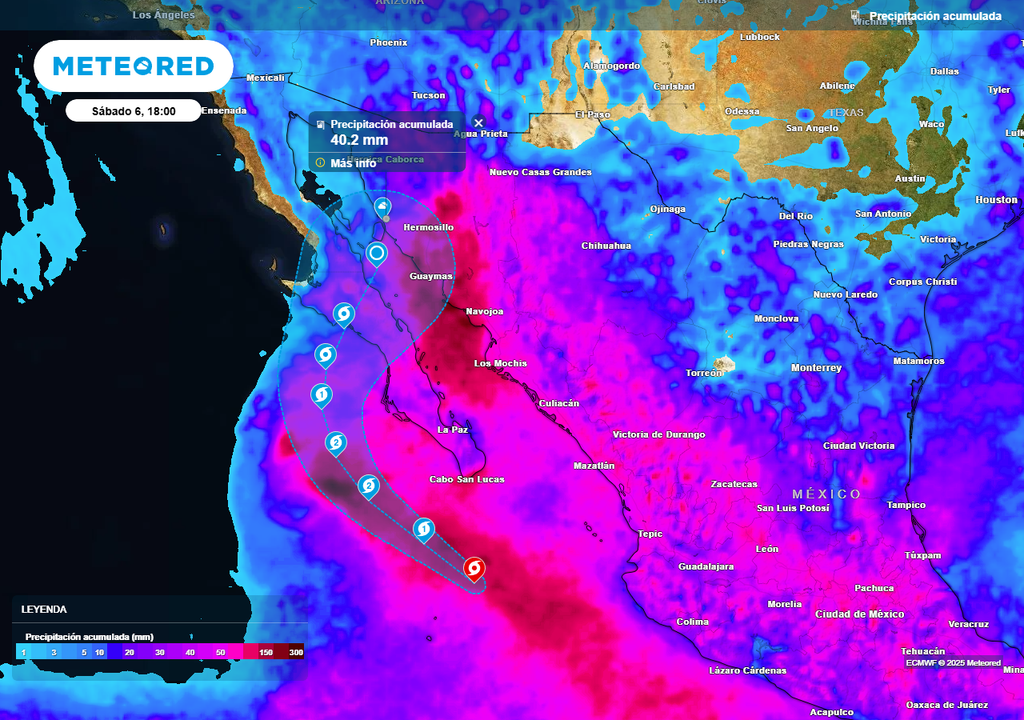Escenario del Modelo ECWMF, alejando al Ciclón