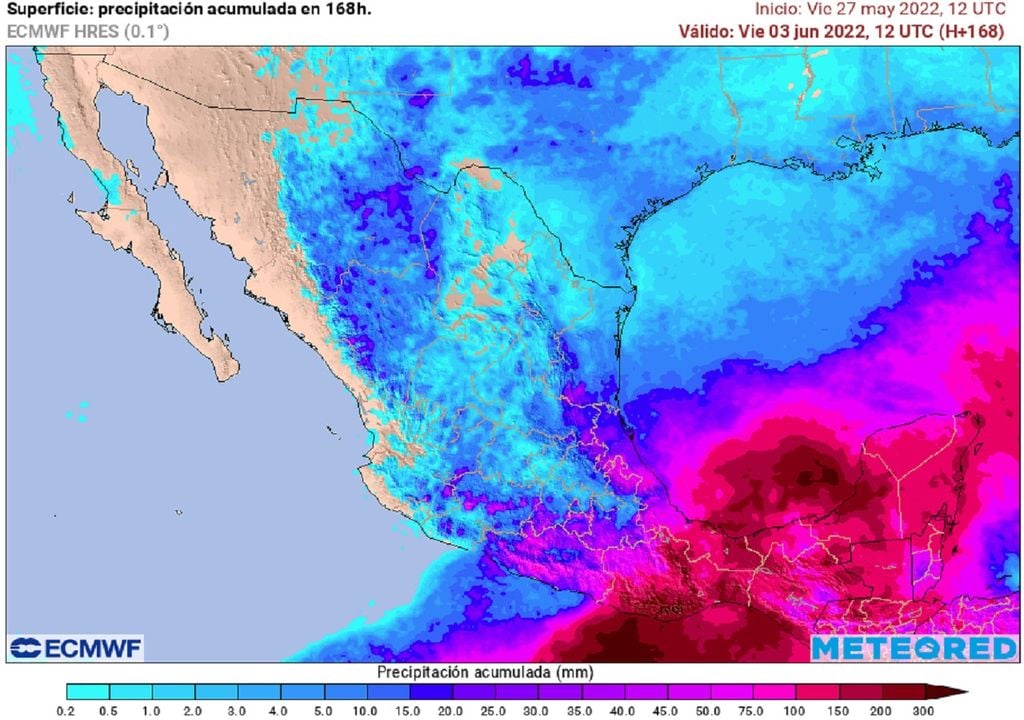 Modelo ECMWF. Acumulado de precipitaciones en mm Modelo ECMWF. Acumulado de precipitaciones en mm