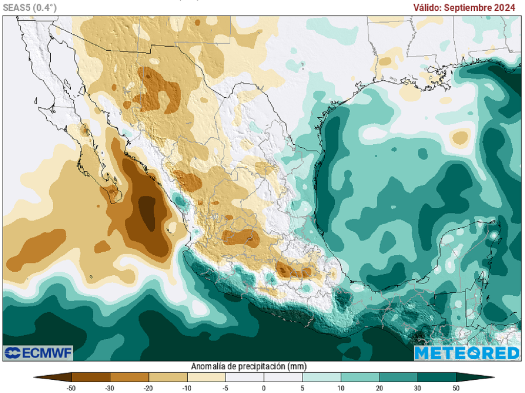 Anomalía de precipitaciones para septiembre de 2024 Anomalía de precipitaciones para septiembre de 2024
