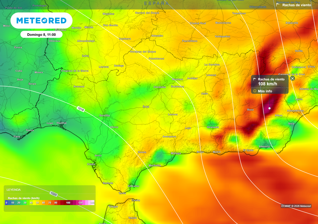 El viento protagonizará el domingo en el extremo oriental.