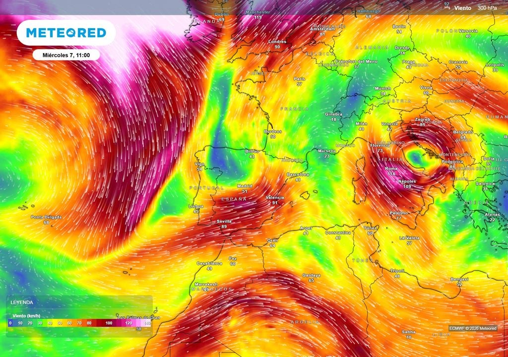 El chorro polar se ondulará hacia nuestras latitudes, favoreciendo la formación de una vaguada que barrerá el país.