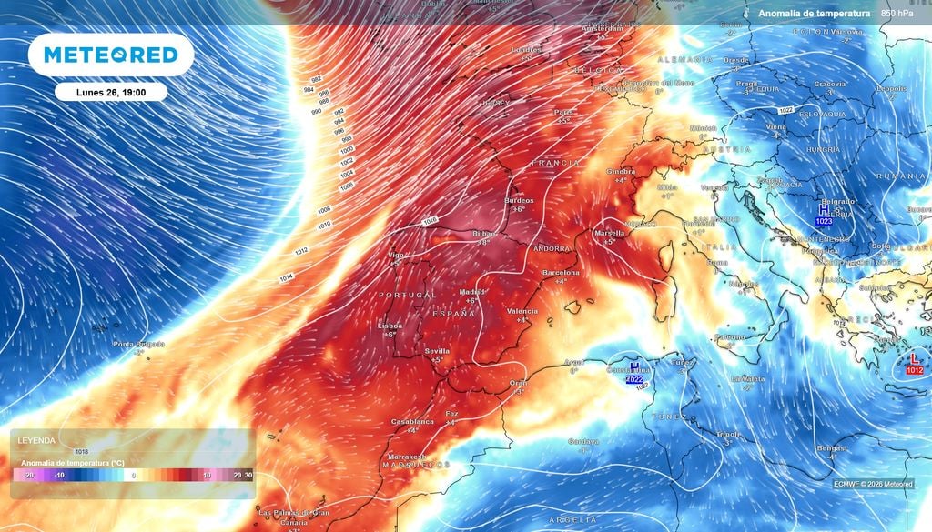 Una masa de aire de origen subtropical se instalará en España en las próximas jornadas.