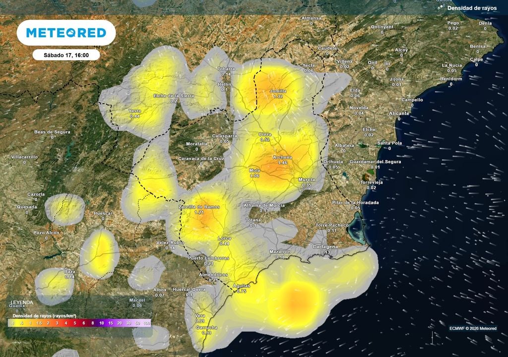 Las tormentas se alimentarán por el flujo húmedo de levante, dando lugar a que la actividad eléctrica se extienda por buena parte de la comunidad.