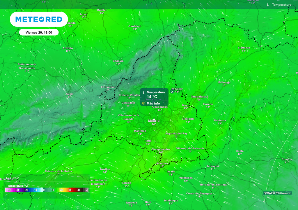 Las temperaturas máximas no excederán los 16 ºC de forma generalizada en la jornada de mañana viernes.