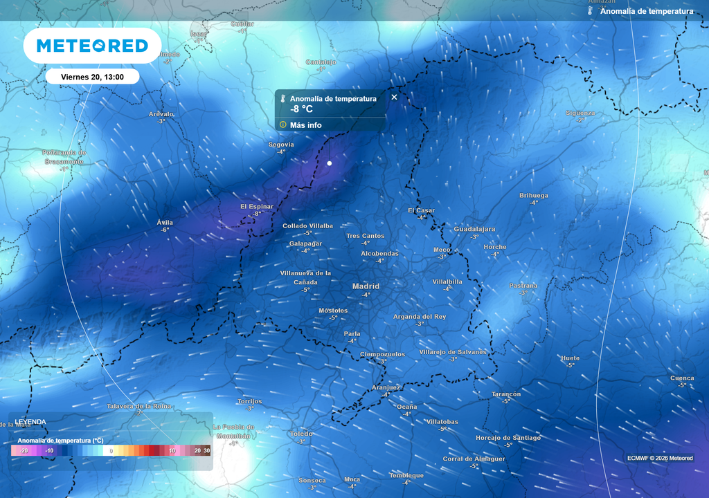 Las temperaturas estarán hasta 8 ºc por debajo de la media habitual de la época.