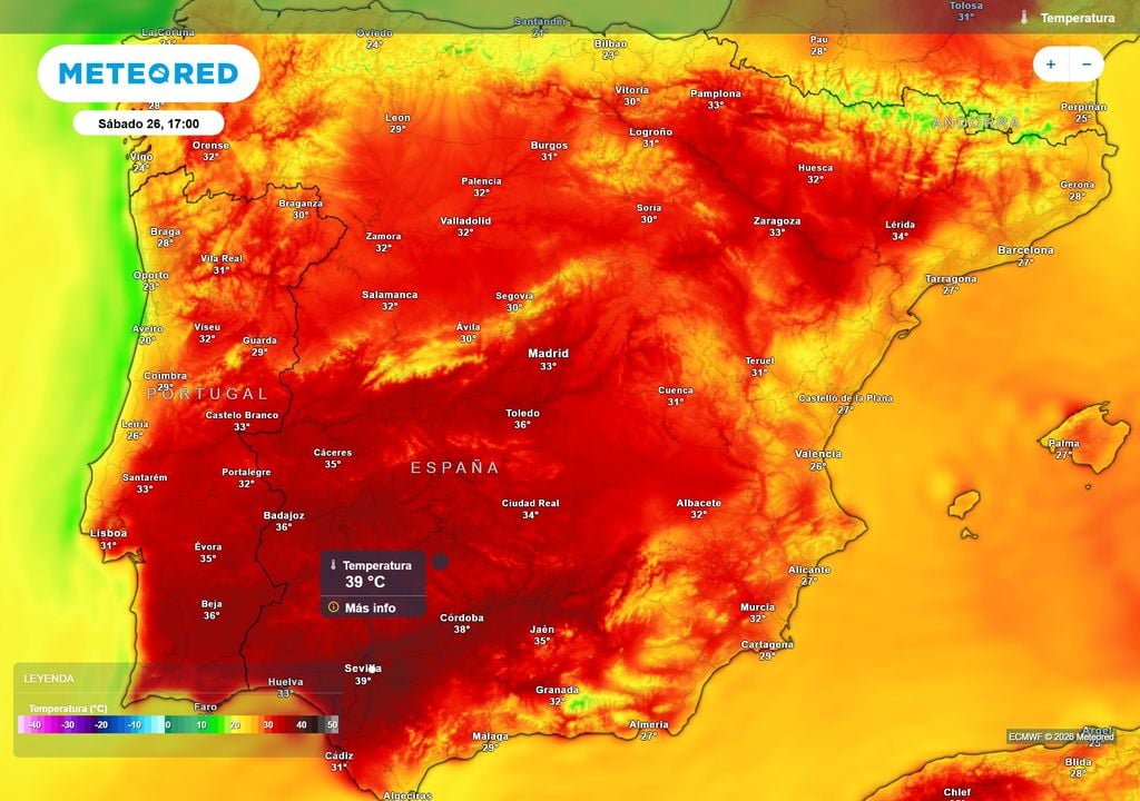 Las temperaturas rozarán los 40 ºC en el valle del Guadalquivir.