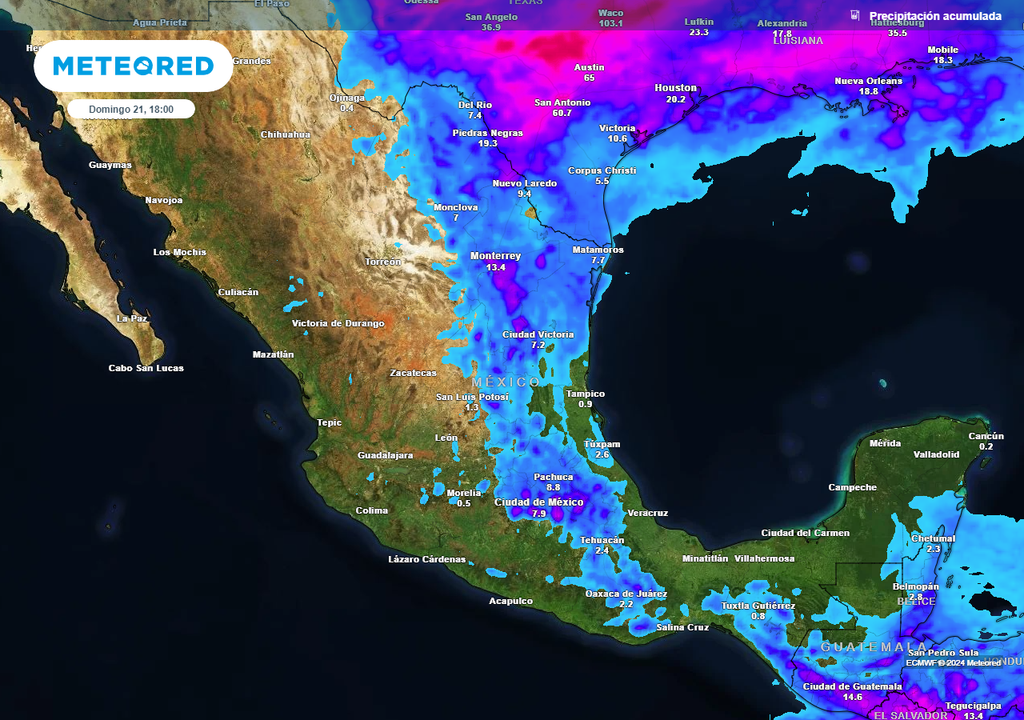 Acumulado de lluvias en milímetros