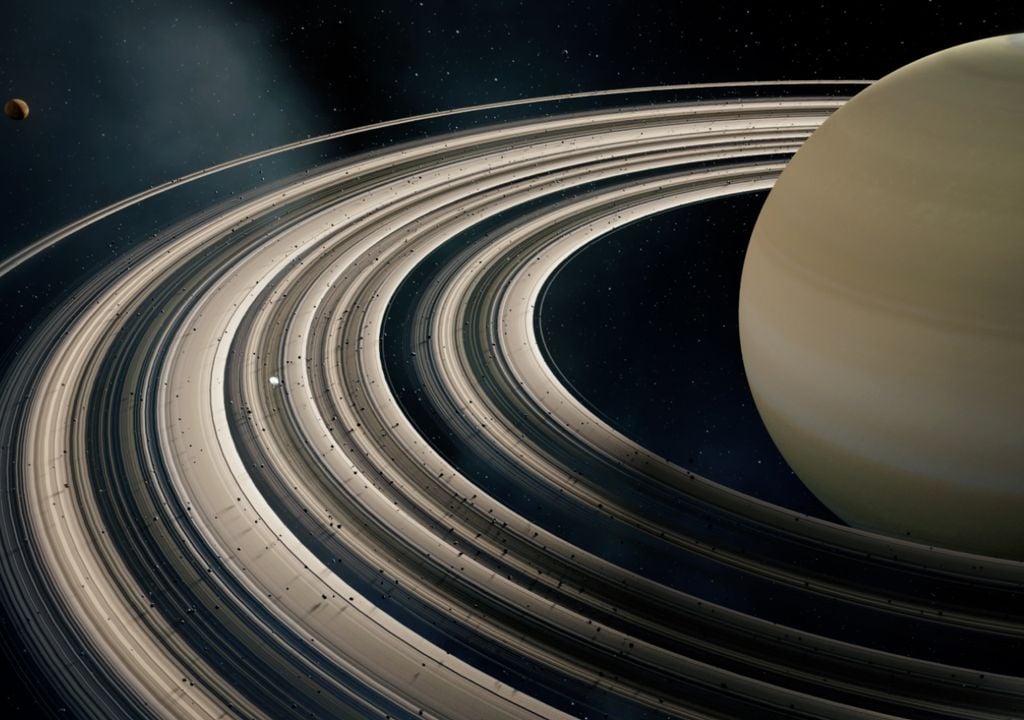 Saturno con sus característicos anillos