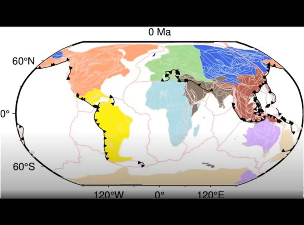 animação do movimento das placas tectônicas da Terra