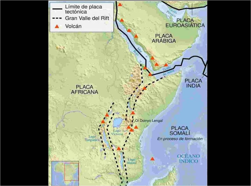 placa tectônica da África em divisão