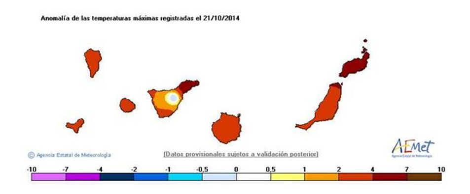 Anomalías Térmicas Y Efi De Temperatura Para El 21 De Octubre De 2014