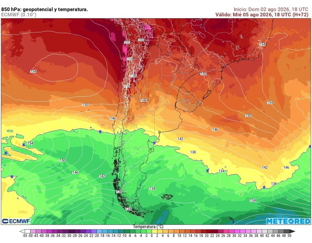 Dorsal en altura Un área de dorsal en altura trerá un alza de las temperaturas esta semana en la Región Metropolitana: Santiago se acercaría a los 20 °C.