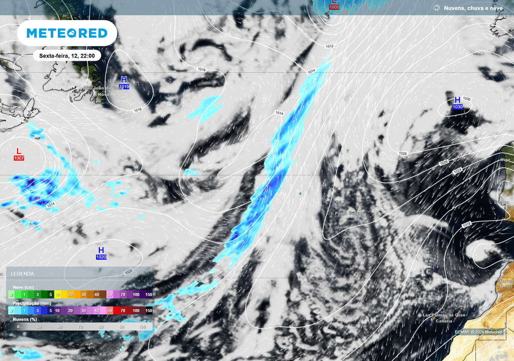 Na sexta-feira, a aproximação de um rio atmosférico tropical poderá aumentar o vento, a nebulosidade e a probabilidade de aguaceiros fracos, "quebrando" a estabilidade.