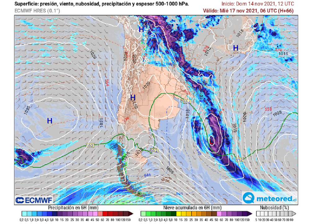 Mapa de superficie y espesor 500-1000 hPa Mapa de superficie y espesor 500-1000 hPa