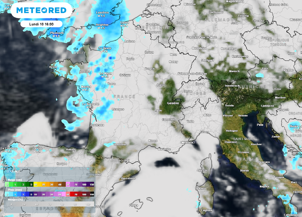 Lundi, une perturbation tentera sa chance dans le nord-ouest du pays.