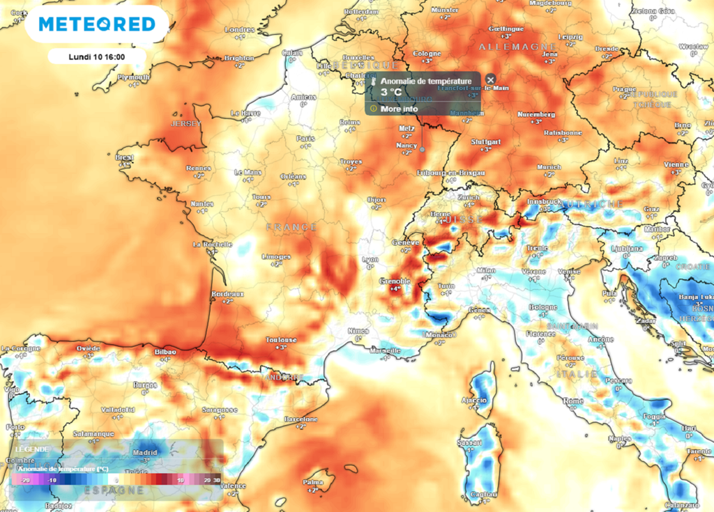 Lundi après-midi, le mercure restera situé entre 1 et 3°C au-dessus des normales de saison.