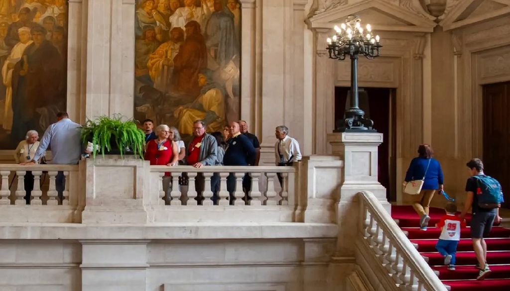 Escadarias da Assembleia da República, em Lisboa O programa da Aldeia de Sonho incluiu os espaços da Assembleia da República. Foto: Fundação INATEL