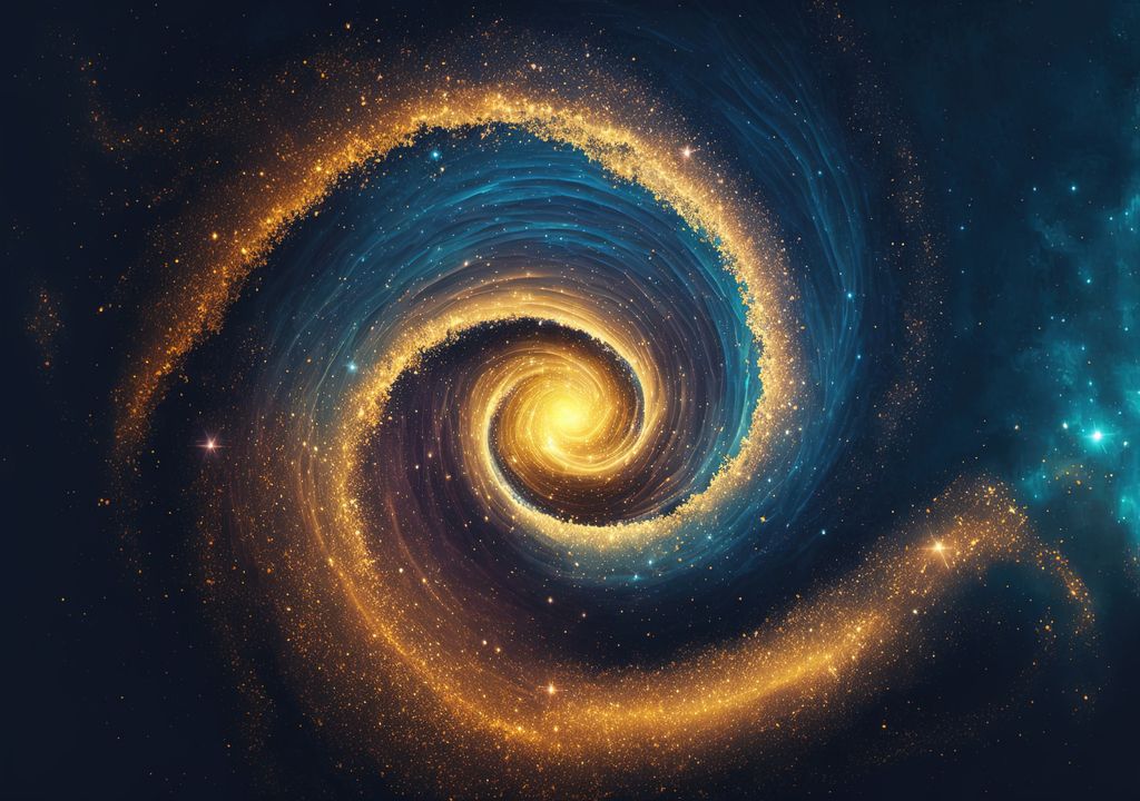 ilustración artística de una galaxia en espiral