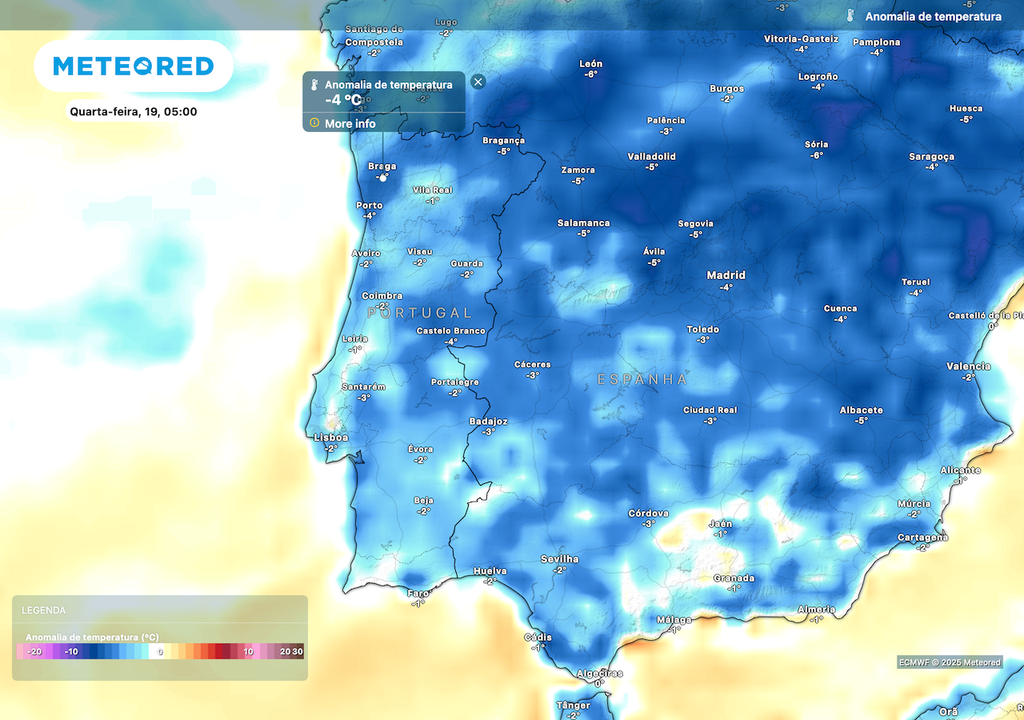 Temperaturas mínimas descem nos próximos dias em Portugal Continental, reforçando-se um padrão de maior desconforto térmico. Temperaturas mínimas descem nos próximos dias em Portugal Continental, reforçando-se um padrão de maior desconforto térmico.