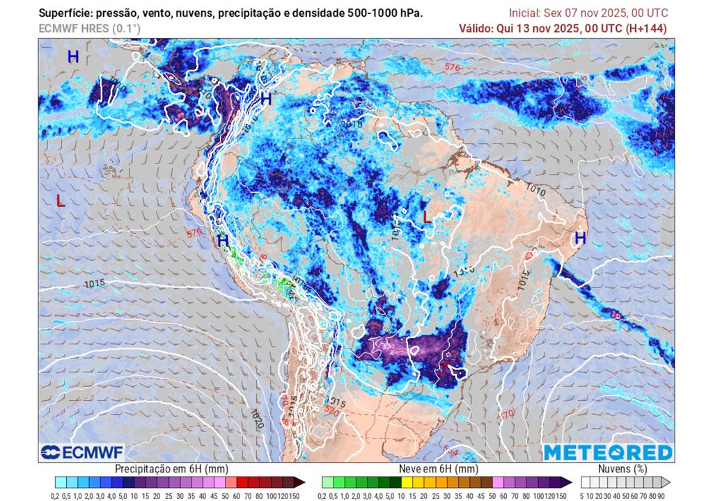 Previsão de chuvas no final da próxima quarta-feira.