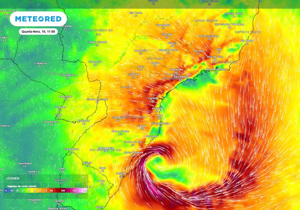 Previsão de rajadas de vento nesta quarta-feira ao meio-dia. Previsão de rajadas de vento nesta quarta-feira ao meio-dia.