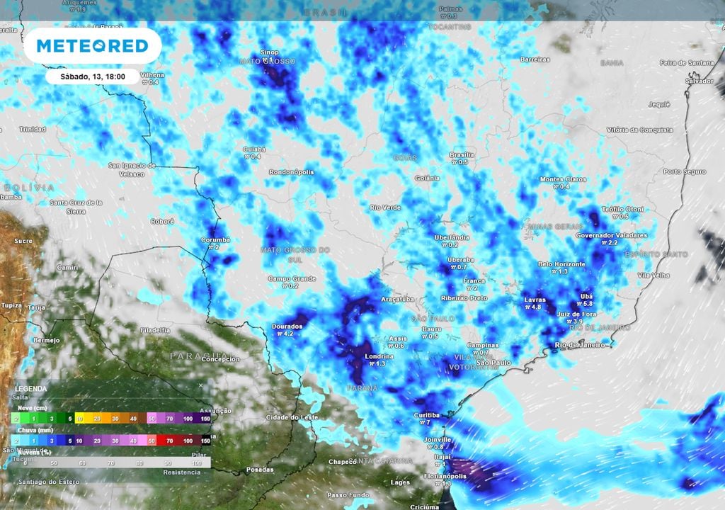 Previsão de nebulosidade e chuva no sábado durante a tarde. Previsão de nebulosidade e chuva no sábado durante a tarde.