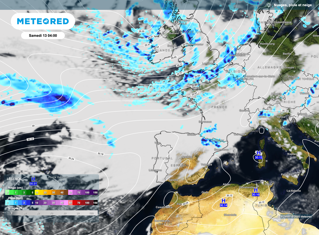 Averses pouvant être orageuses pour la journée de samedi.